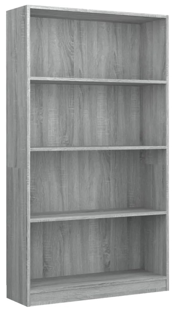vidaXL Βιβλιοθήκη με 4 Ράφια Γκρι Sonoma 80x24x142 εκ. Επεξεργ. Ξύλο