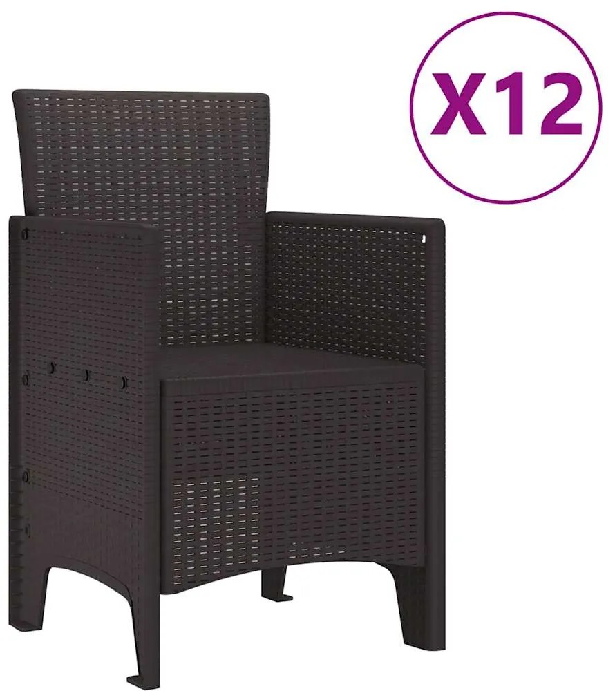 vidaXL Σέτ φαγητού για κήπο 13 pcs Καφέ Rattan Polt