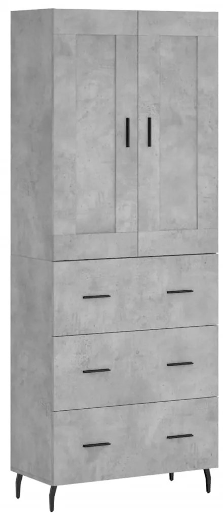vidaXL Ντουλάπι Γκρι Σκυροδέματος 69,5x34x180 εκ. Επεξεργασμένο Ξύλο