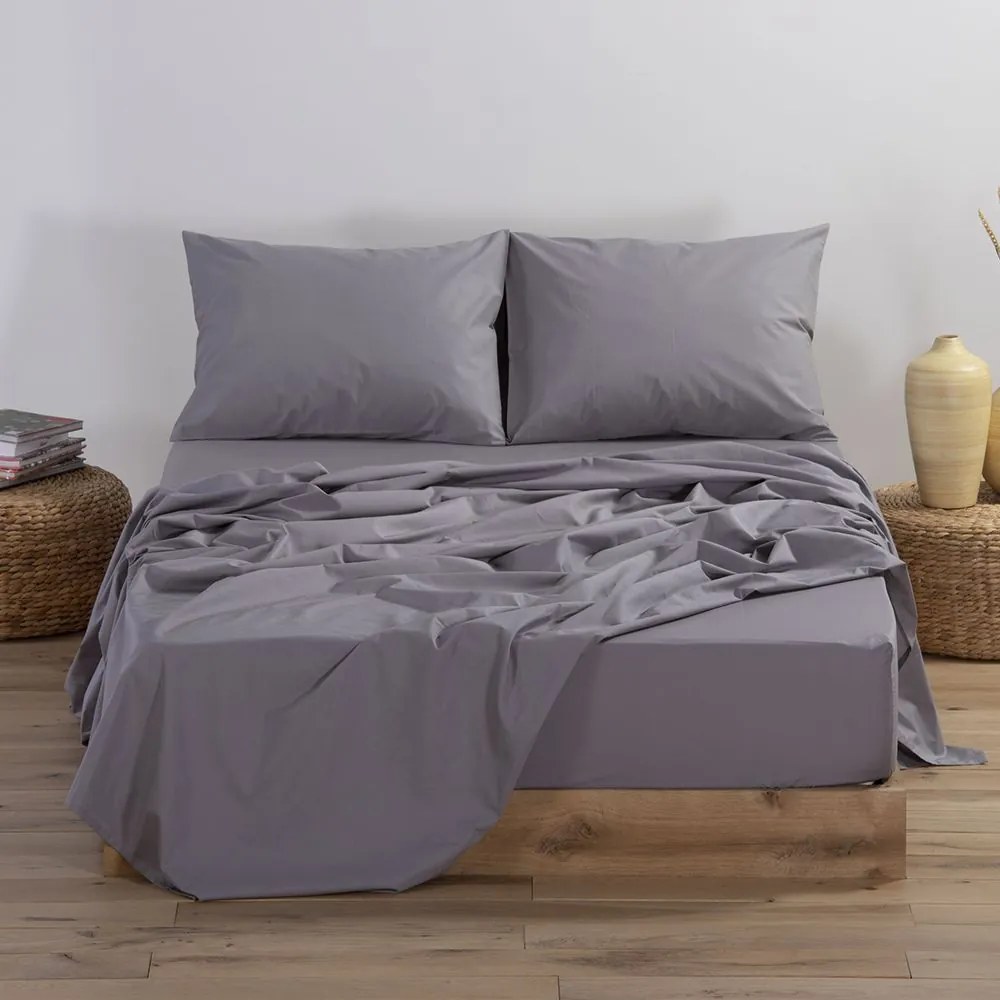 Σεντόνι Basic Light Grey Nef-Nef Υπέρδιπλo 240x270cm Χωρίς Λάστιχο 100% Βαμβάκι