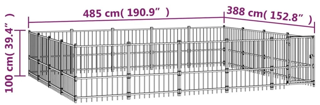 vidaXL Κλουβί Σκύλου Εξωτερικού Χώρου 18,82 μ² από Ατσάλι