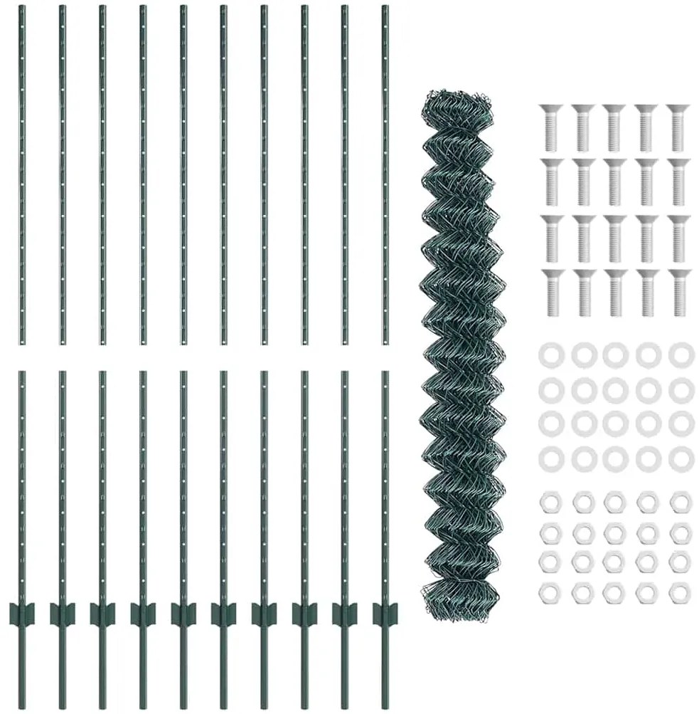 vidaXL Τεντώτο με στήριγμα Πράσινο 1,5 x 10 m Χάλυβας και PVC
