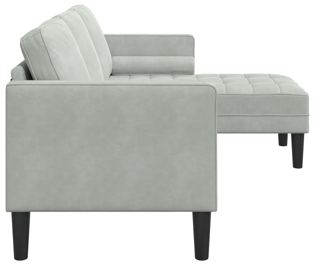 vidaXL Καναπές 3 Θέσεων με Chaise L-σχήματος Ανοιχτό Γκρι 160 εκ Βελούδο