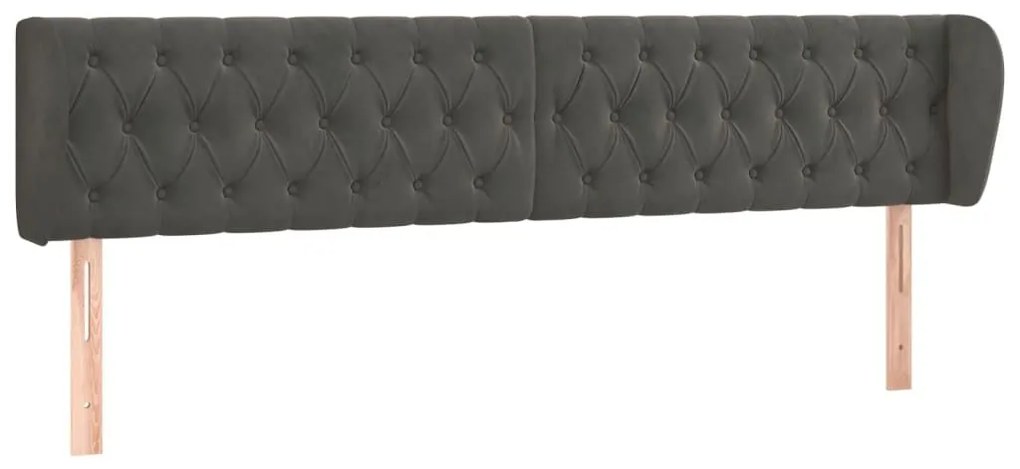 Κεφαλάρι με Πτερύγια Σκούρο Γκρι 203x23x78/88 εκ. Βελούδινο - Γκρι