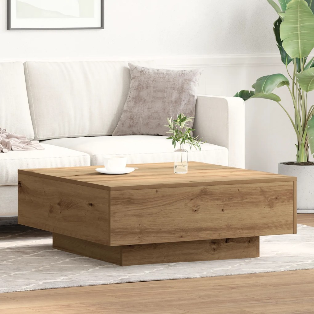vidaXL Τραπέζι Σαλονιού Χειροποίητο Δρυός 80x80x31 εκ. Κατασκευασμένο Ξύλο