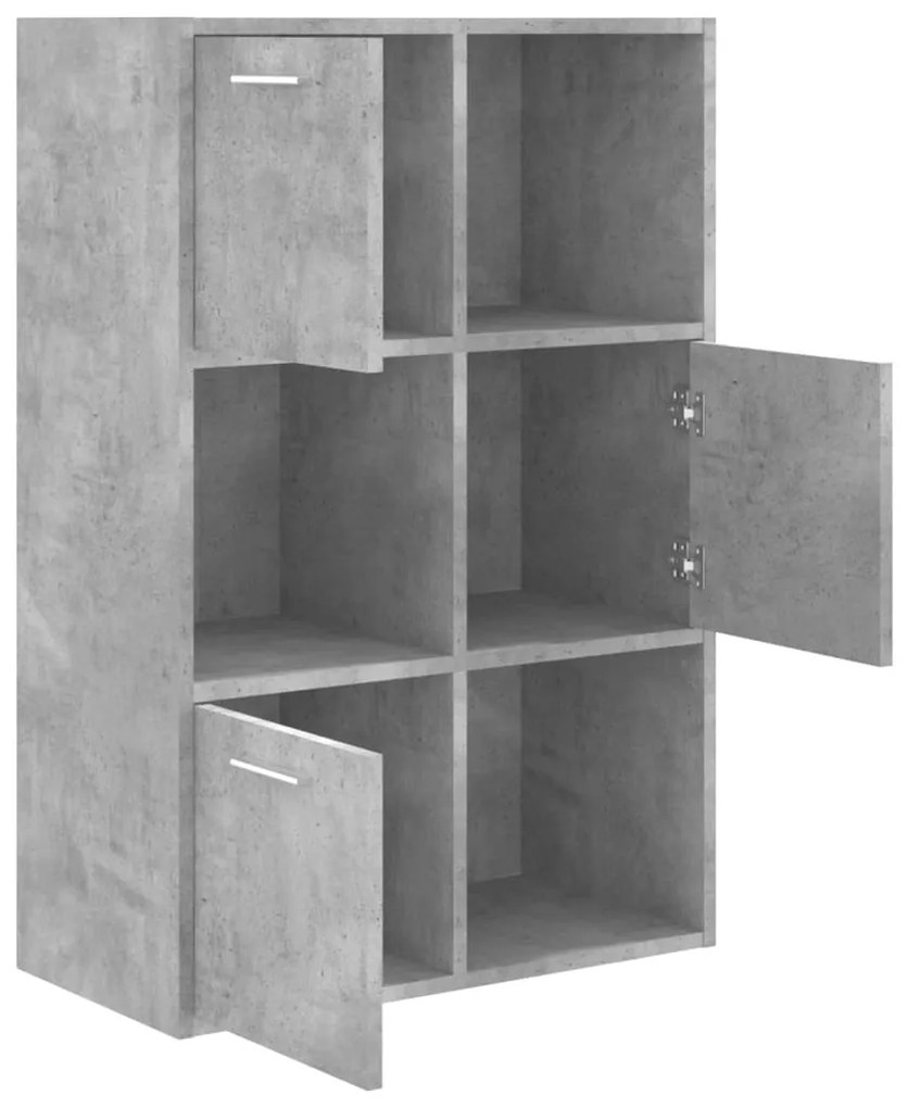 vidaXL Ραφιέρα με Ντουλάπια Γκρι Σκυροδέμ. 60x29,5x90 εκ. Επεξ. Ξύλο