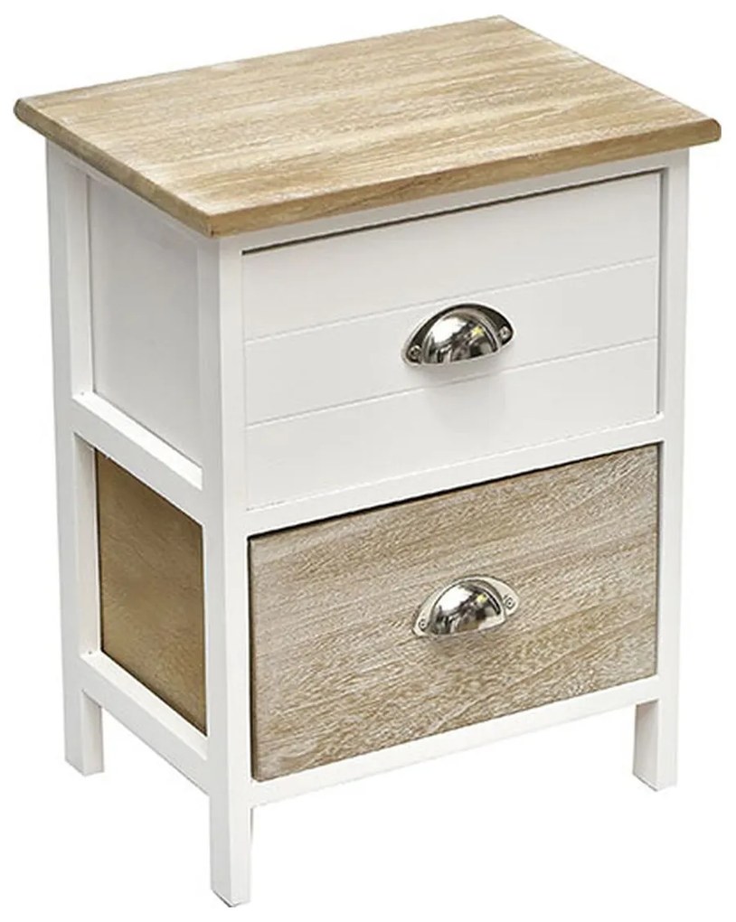 Κομοδίνο Με 2 Συρτάρια (37.5x27.5x48) T-D Bicolor White/Natural 9898213