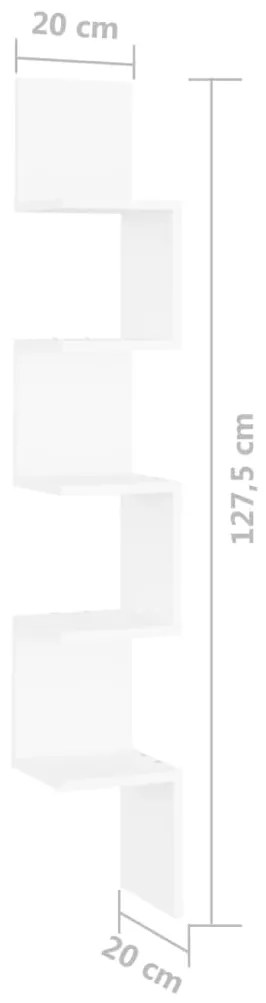 Γωνιακή Ραφιέρα Τοίχου Λευκή 20 x 20 x 127,5 εκ. από Επεξ. Ξύλο 807277