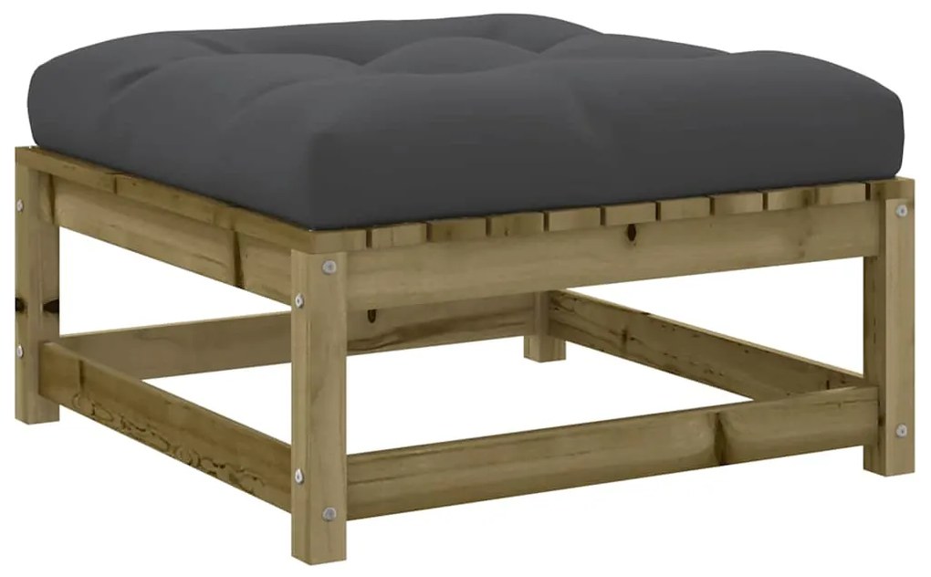 vidaXL Υποπόδιo Κήπου με Μαξιλάρι από Εμποτισμένο Ξύλο Πεύκου