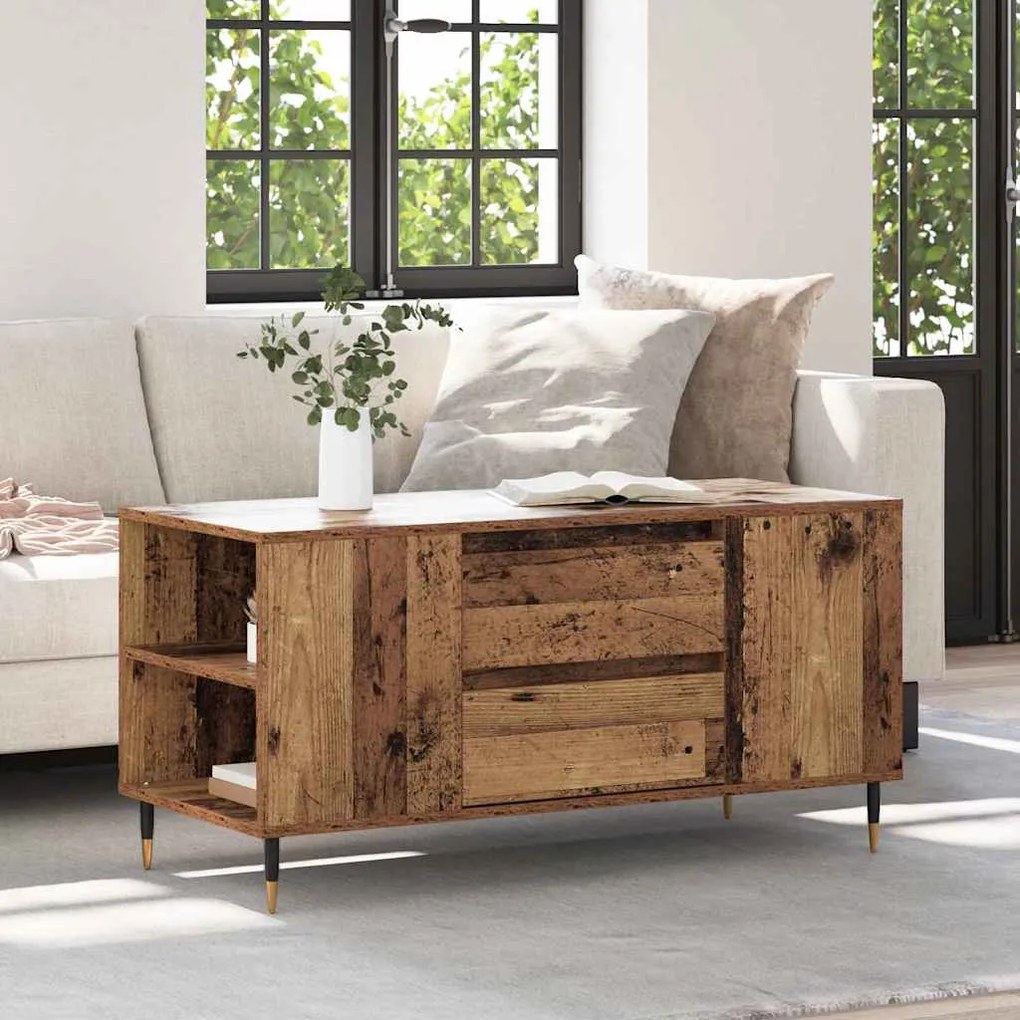 vidaXL Τραπεζάκι σαλονιού with Drawer Παλαιό ξύλο 102 x 44.5 x 50 εκ