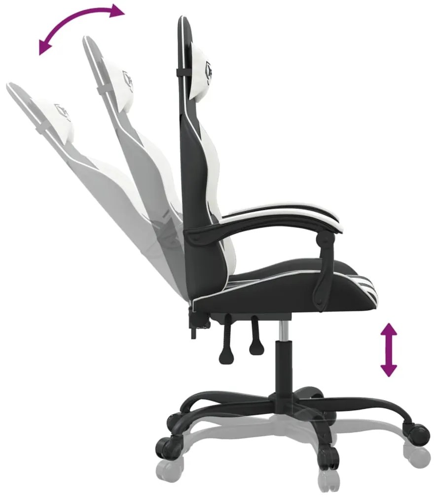 vidaXL Καρέκλα Gaming Μαύρο/Λευκό από Συνθετικό Δέρμα