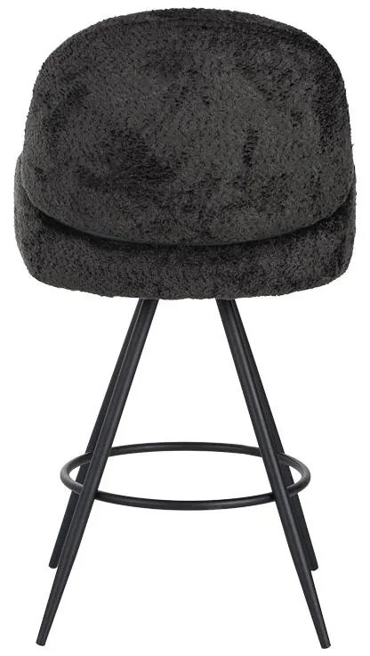 Σκαμπό μπαρ περιστρεφόμενο Morea μπουκλέ ύφασμα μαύρο με μαύρα μεταλλικά πόδια 55x66x107.5εκ. 2αδα 55x66x107.5 εκ.