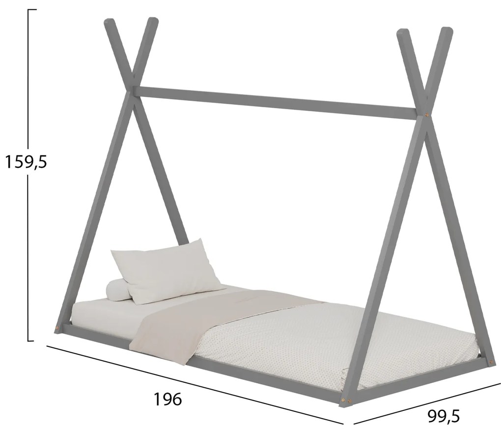 ΚΡΕΒΑΤΙ ΠΑΙΔΙΚΟ MUNK HM681.05 τ.MONTESSORI ΜΑΣΙΦ ΞΥΛΟ ΠΕΥΚΟΥ ΓΚΡΙ- 190x90εκ