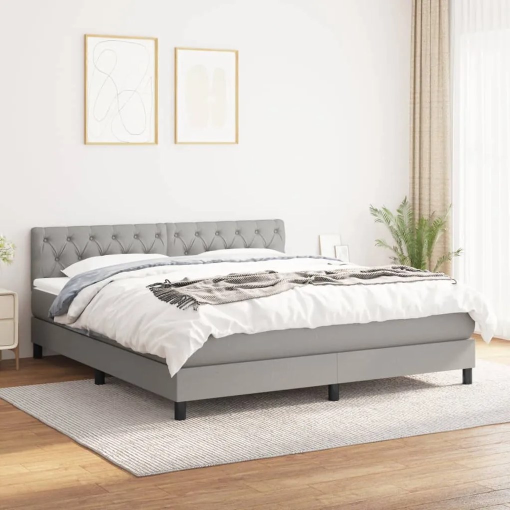 vidaXL Κρεβάτι Boxspring με Στρώμα Αν. Πράσινο 160x200εκ Υφασμάτινο