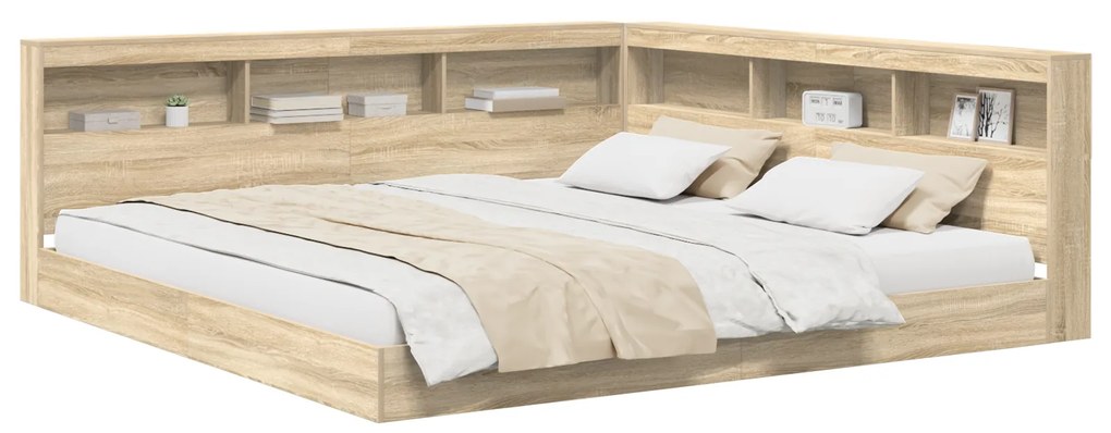 vidaXL Κρεβάτι Βιβλιοθήκης Sonoma Oak 180x200 εκ. Από Κατασκευασμένο Ξύλο