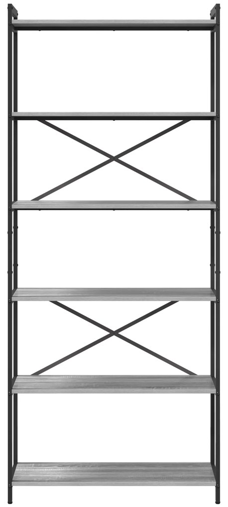 vidaXL Βιβλιοθήκη Γκρι sonoma 80 x 30 x 188 εκ Επεξεργασμένο ξύλο