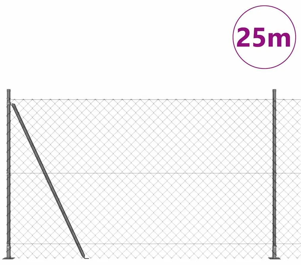 vidaXL Σετ Στύλων Φράχτη Ασημί 25 x 1.5 μ Επικαλυμμένος Χάλυβας