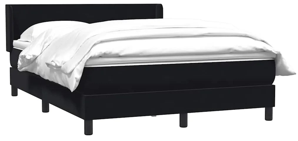 vidaXL Κρεβάτι Boxspring με Στρώμα Μαύρο 1140x210 εκ. Βελούδινο