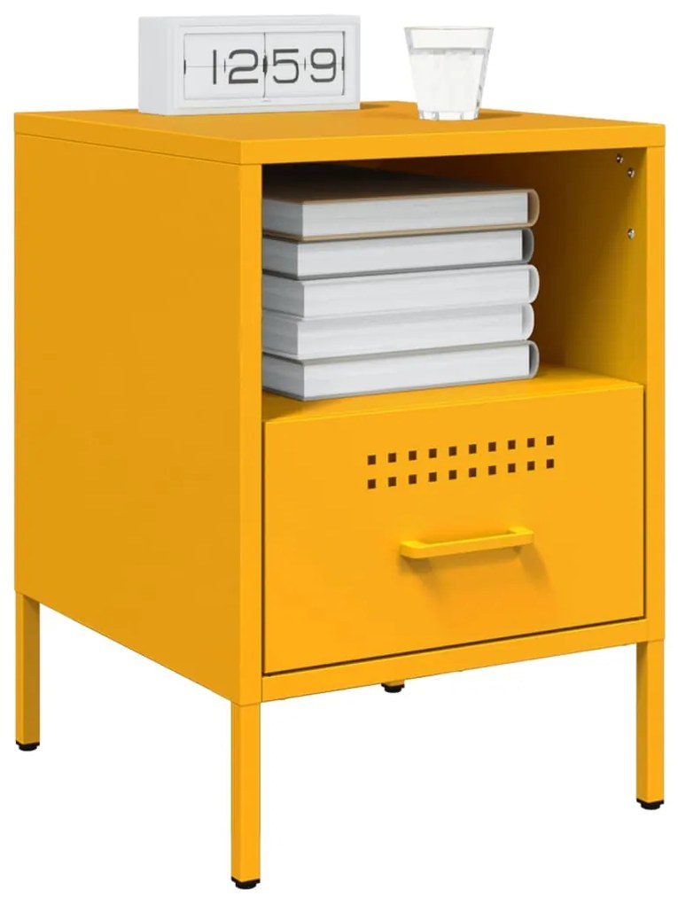 vidaXL Κομοδίνα 2 τεμ. Μουσταρδί 36x39x50,5 εκ. από Χάλυβα