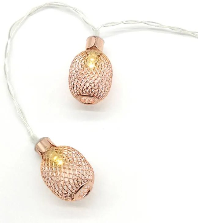 LED λαμπάκια σε σειρά Metal pineapple-Xalkino-Με χρονοδιακόπτη (10) τεμάχια