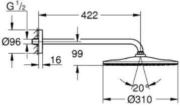 Κεφαλή ντουζ με βραχίονα Grohe Rainshower