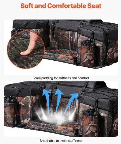 VEVOR 68L ATV Rear Storage Bag 600D Oxford Cloth Rear Cargo Bag &amp; Sponge Cushion