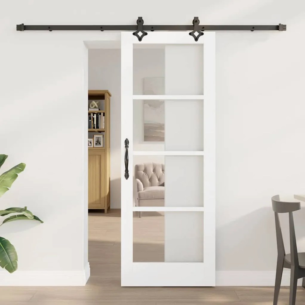 vidaXL Συρόμενη Πόρτα Λευκό 73.5 x 198.5 εκ. Ξύλο και μέταλλο