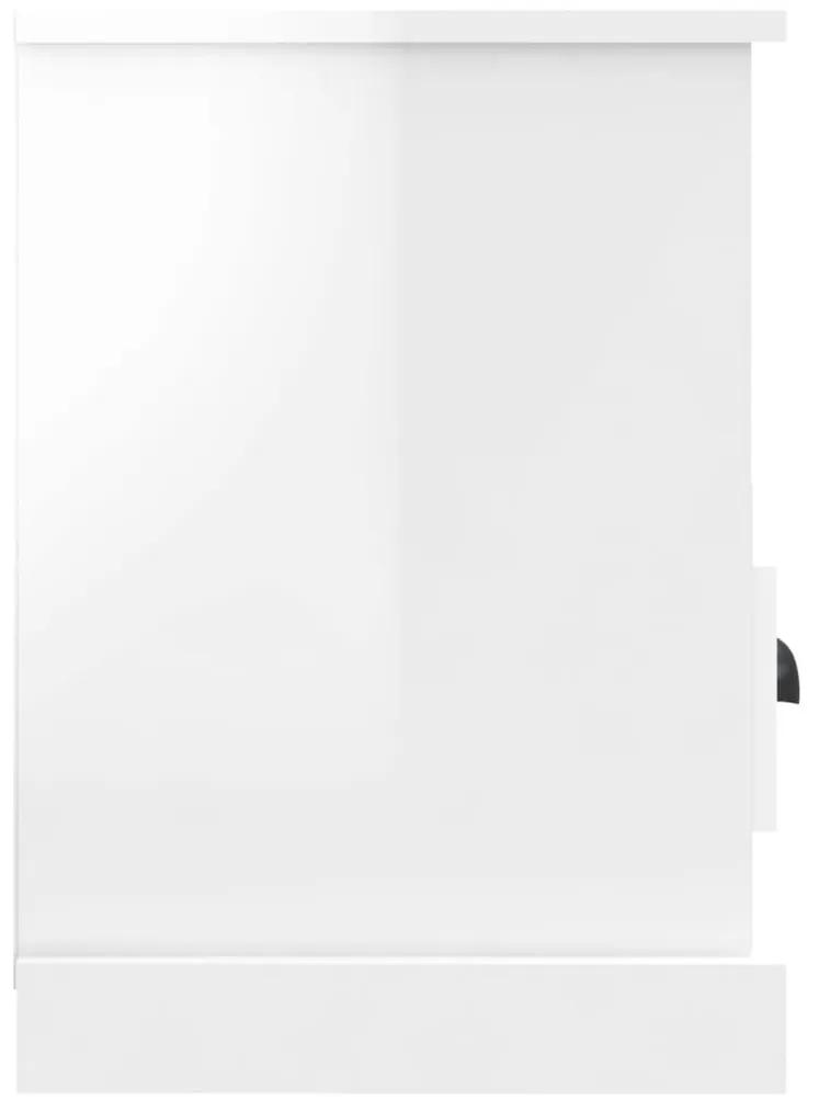 Έπιπλο Τηλεόρασης Γυαλ. Λευκό 80x35x50 εκ. Επεξεργασμένο Ξύλο - Λευκό