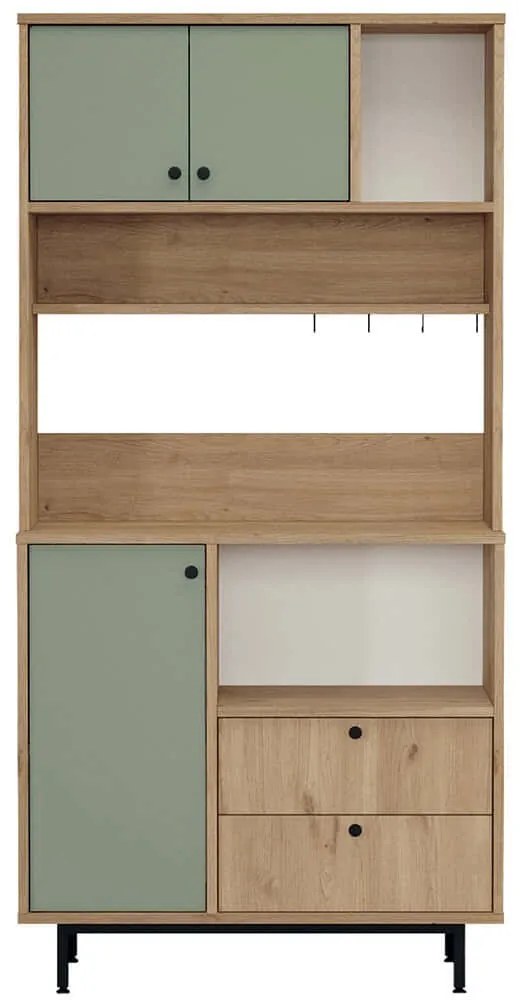 Ντουλάπι Κουζίνας 956LCS3582 88x35,5x180cm Oak-Green Μοριοσανίδα, Μέταλλο