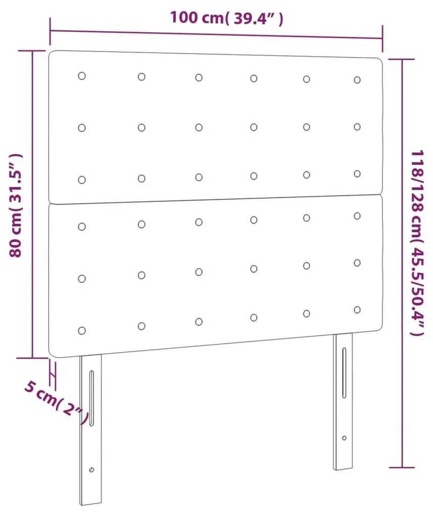 Κεφαλάρι Κρεβατιού LED Σκούρο Γκρι 100x5x118/128εκ. Υφασμάτινο - Γκρι