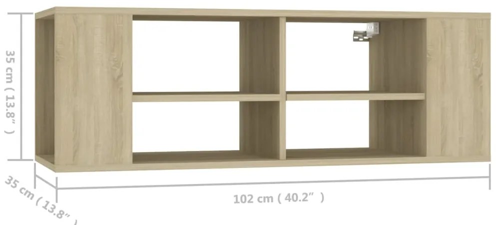 vidaXL Έπιπλο Τηλεόρασης Κρεμαστό Sonoma Δρυς 102x35x35 εκ Επεξ. Ξύλο
