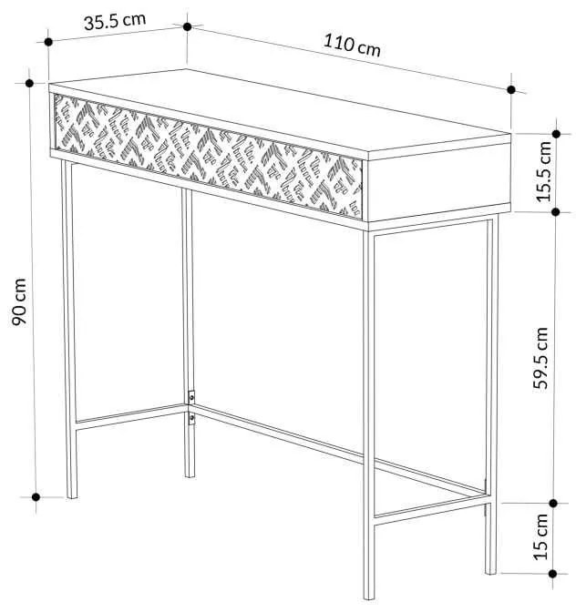 Κονσόλα Elettra pakoworld καρυδί-μαύρο 110x35.5x90εκ