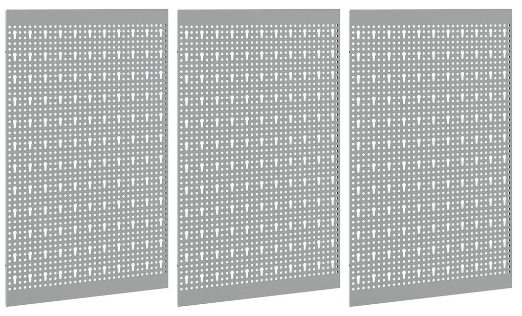 vidaXL Pegboards 3 τεμάχια με 15 αξεσουάρ Γκρι 50x80 εκ Ατσάλι