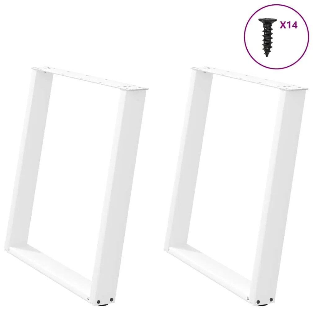 vidaXL Πόδια Τραπεζαρίας σε Σχήμα U 2 τεμ. Λευκά 70x(72-73) εκ. Ατσάλι