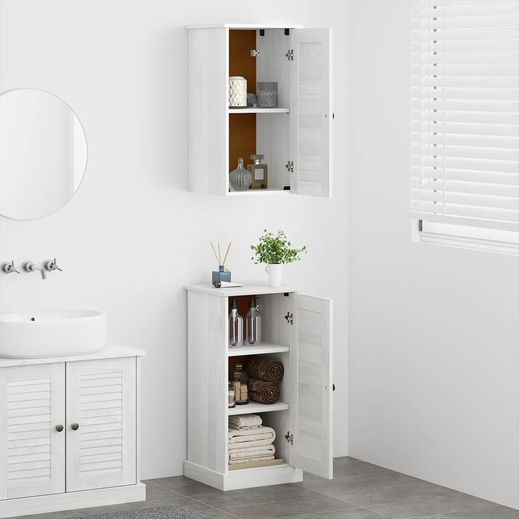vidaXL Σετ Επίπλων Μπάνιου με ράφι 2 pcs Λευκό αντικέ 37 x 34 x 80 εκ