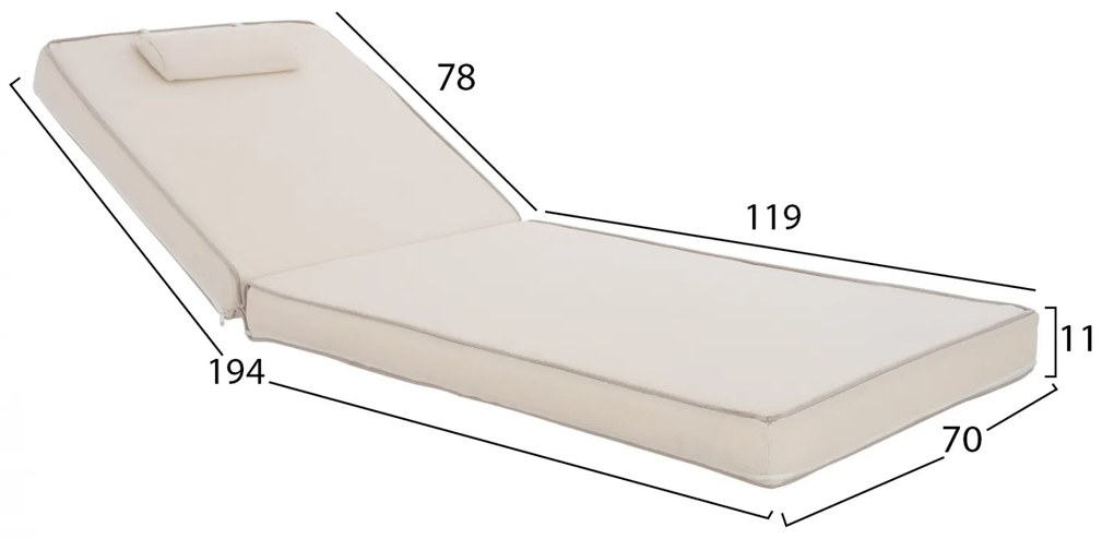 ΜΑΞΙΛΑΡΙ ΞΑΠΛΩΣΤΡΑΣ TEXTILENE 600gr/m2 2X1 SIFNOS ΜΠΕΖ HM11237.60T 194x70x11εκ. (1 Τεμμάχια)