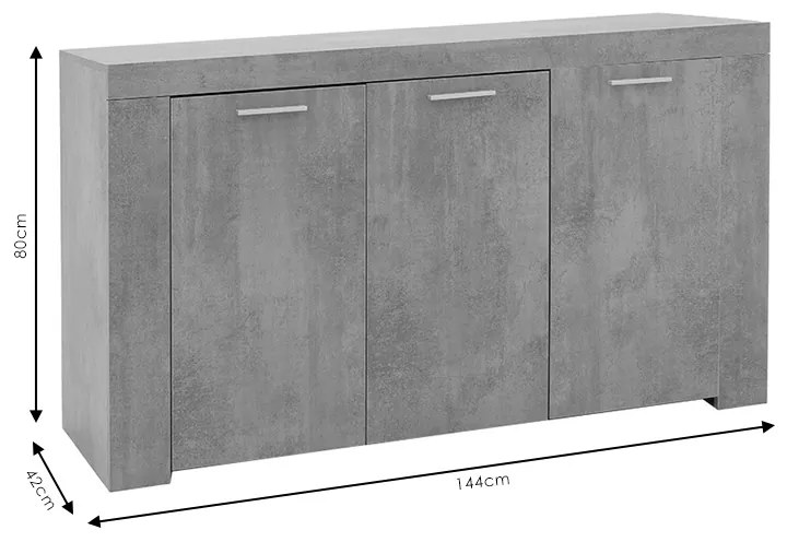 Μπουφές Joanna pakoworld λευκό 144x42x80εκ - 235-000013 - 235-000013