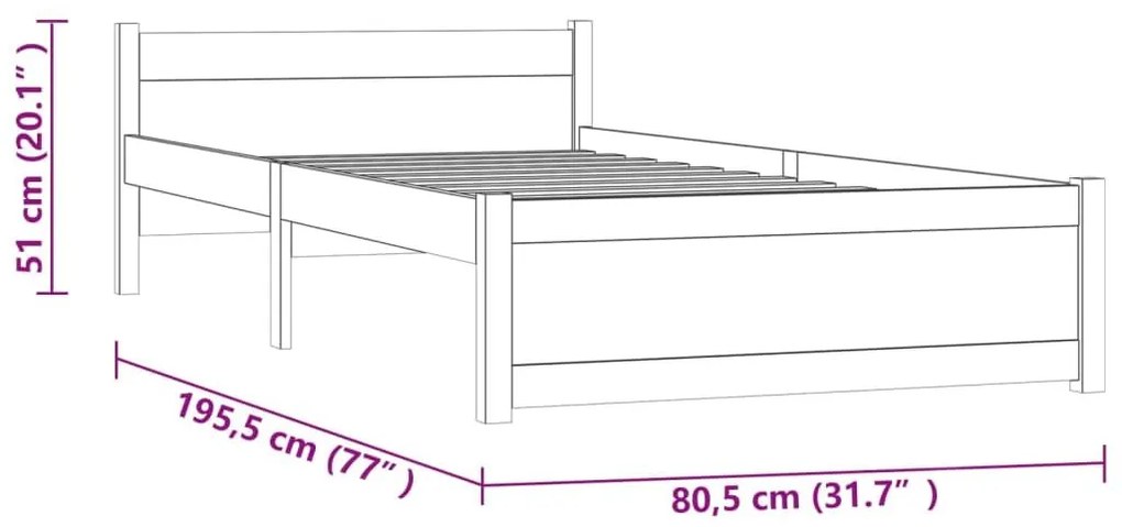 Πλαίσιο Κρεβατιού Μελί 75x190 εκ. Ξύλο Πεύκου Small Single - Καφέ