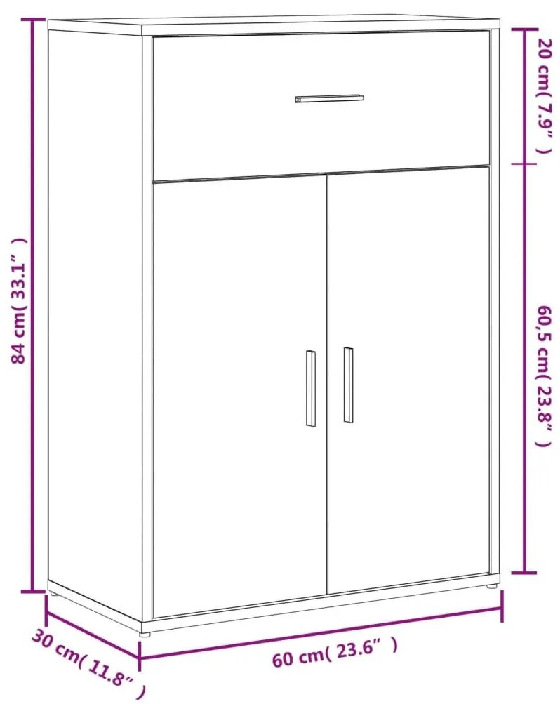 Βοηθητικό Ντουλάπι Καφέ Δρυς 60x30x84εκ. από Επεξεργασμένο Ξύλο - Καφέ