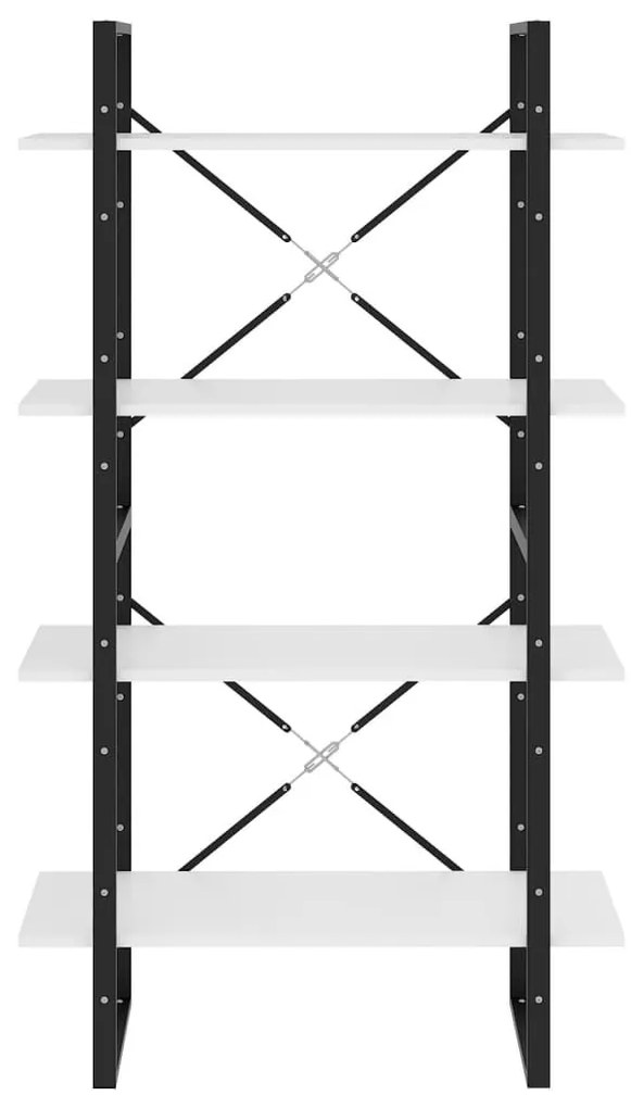 Βιβλιοθήκη με 4 Ράφια Λευκή 80 x 30 x 140 εκ. από Επεξ. Ξύλο - Λευκό