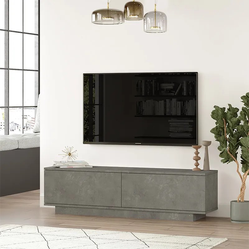 Έπιπλο τηλεόρασης Zoeva pakoworld γκρι cemento 140x35,5x38εκ - 176-000013 - 176-000013
