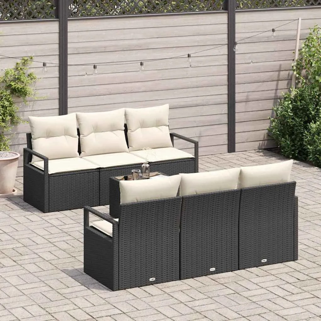 vidaXL Σετ Καναπέ Κήπου 7 pcs Μαύρο, Κρέμα 55 x 55 x 37 εκ