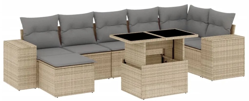 vidaXL Σαλόνι Κήπου Σετ 8 τεμ. Μπεζ Συνθετικό Ρατάν με Μαξιλάρια