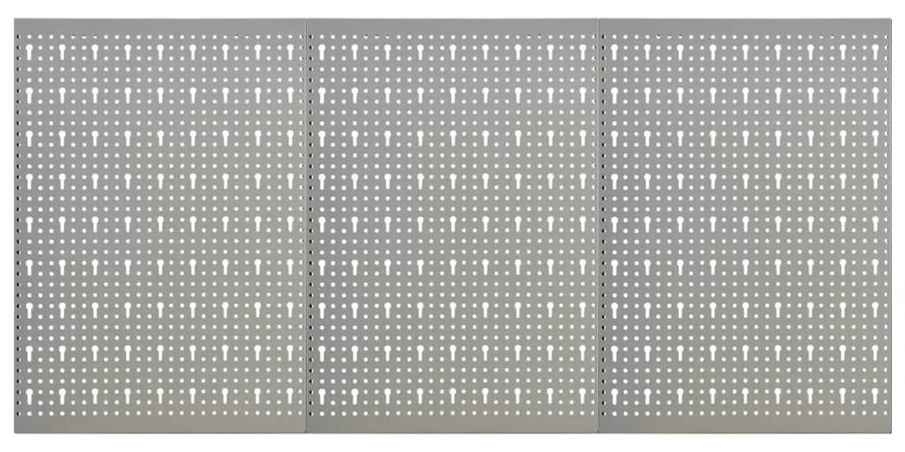 Πλάτες Εργαλείων Τοίχου Διάτρητες 3 τεμ. 40 x 58 εκ. Ατσάλινες - Γκρι