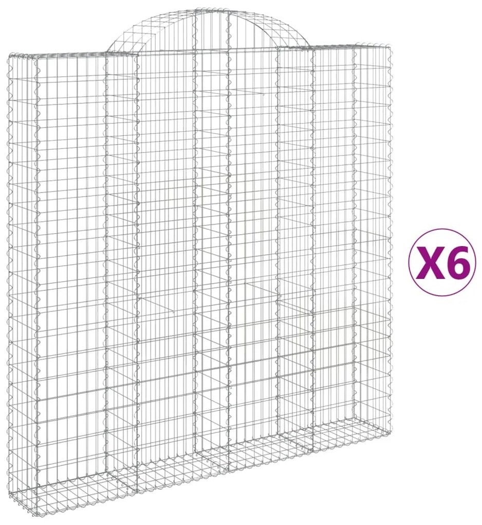 vidaXL Συρματοκιβώτια Τοξωτά 6 τεμ. 200x30x200/220 εκ. Γαλβαν. Ατσάλι