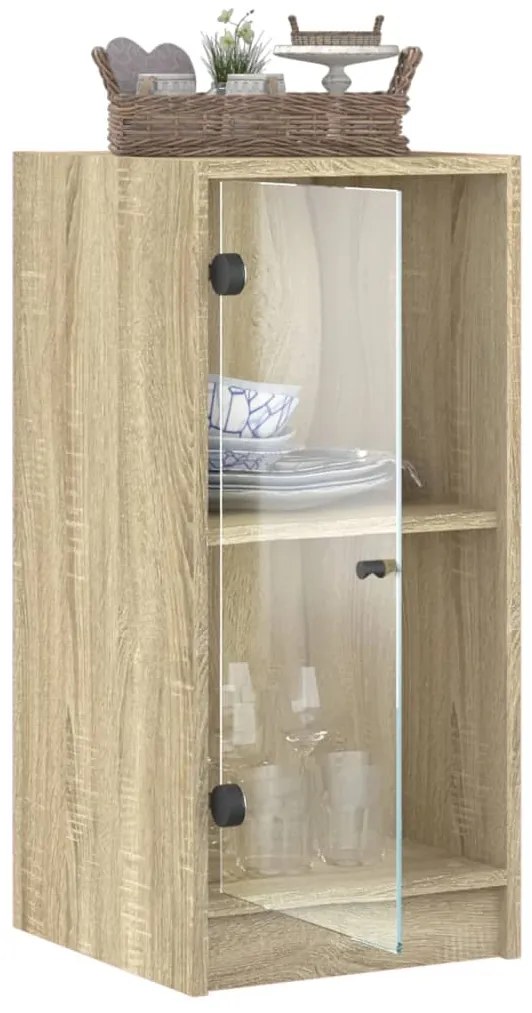 vidaXL Βοηθητικό Ντουλάπι Sonoma Δρυς 35x37x75,5εκ. με Γυάλινες Πόρτες