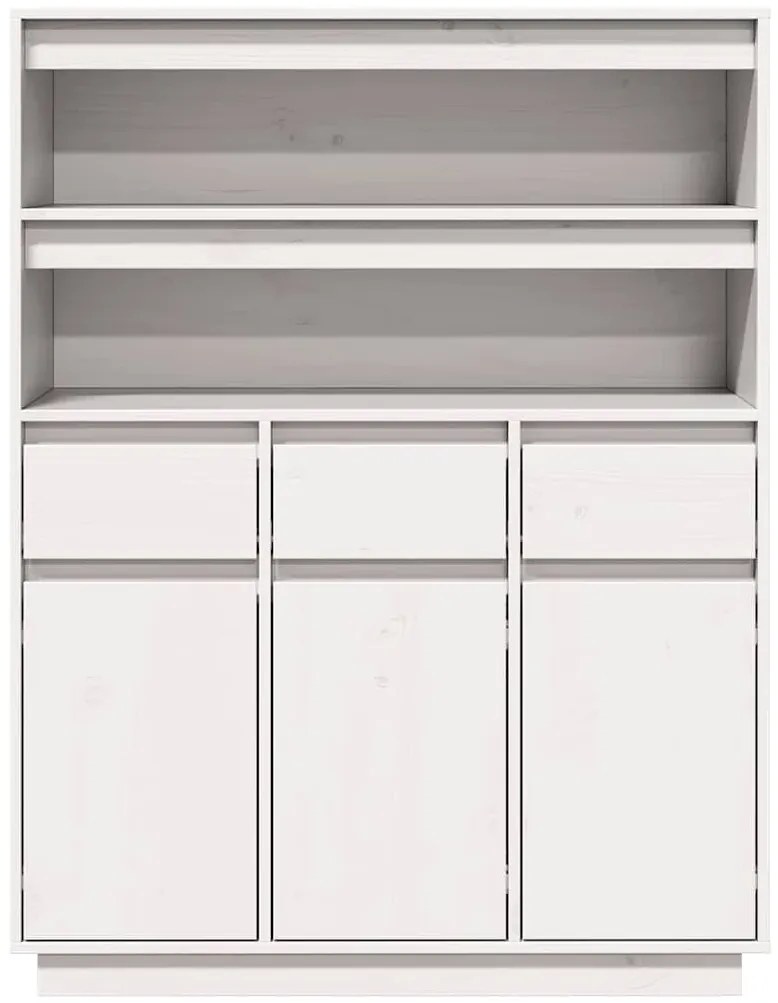 vidaXL Ντουλάπι Ψηλό Λευκό 89x34x116,5 εκ. από Μασίφ Ξύλο Πεύκου