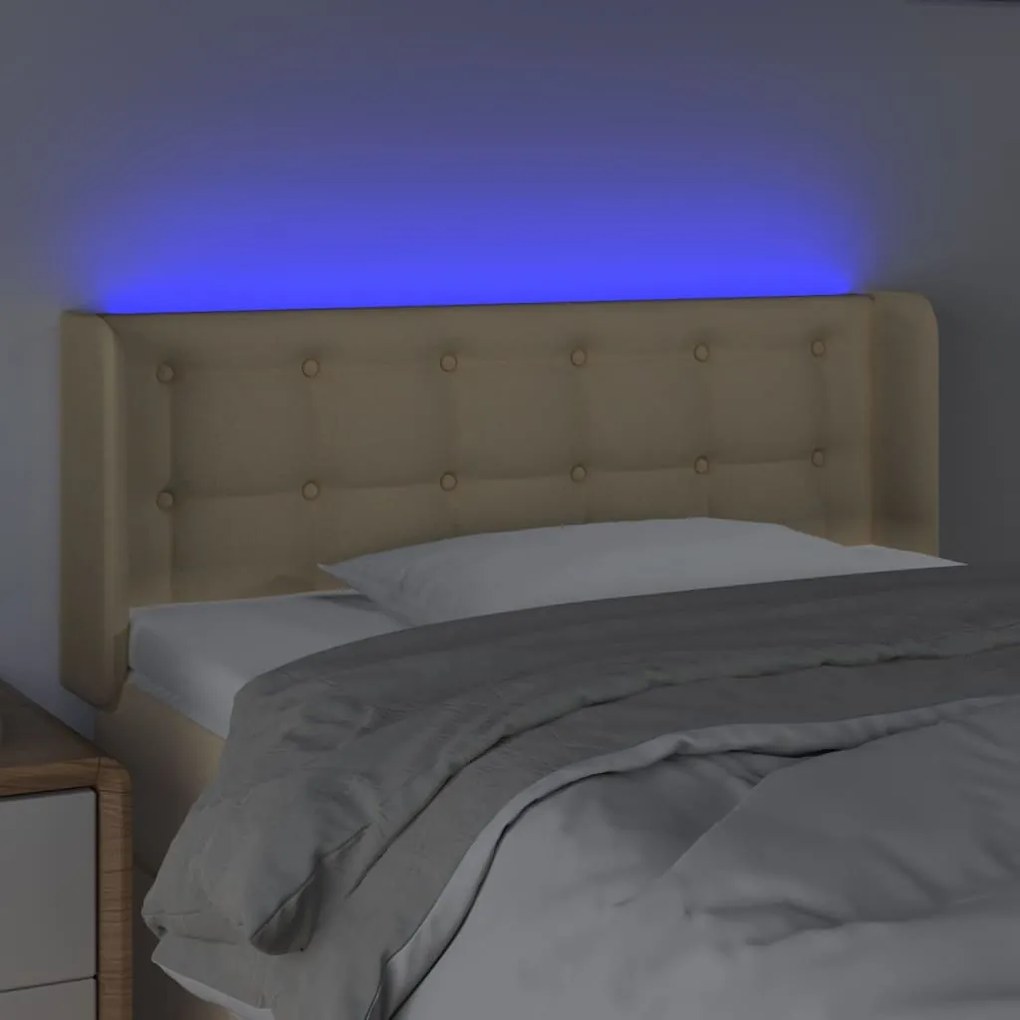 vidaXL Κεφαλάρι Κρεβατιού LED Κρεμ 83x16x78/88 εκ. Υφασμάτινο