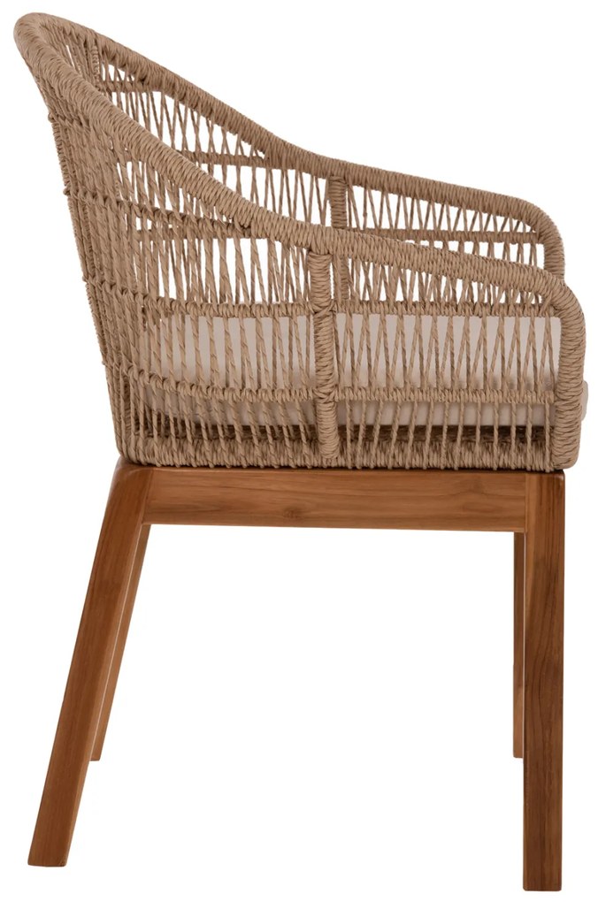 Πολυθρόνα Amora Teak Πόδια Σκελετός Αλουμινίου & Polyrattan 64x60x87Yεκ.