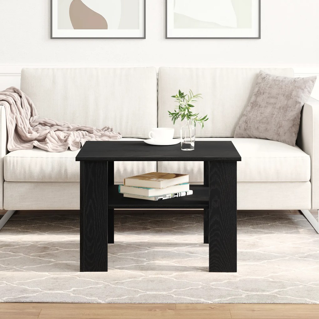 vidaXL Τραπεζάκι σαλονιού Μαύρο Δρύς 60x60x42 εκ. Επεξεργασμένο ξύλο